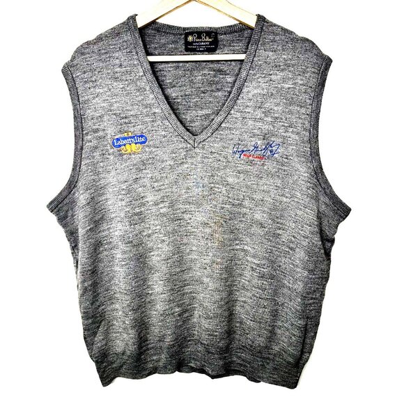 Labatt's Lite Mens Sweater Vest Wool Vintage Wayne Gretzky Golf Classic Gray XL - Picture 1 of 7
